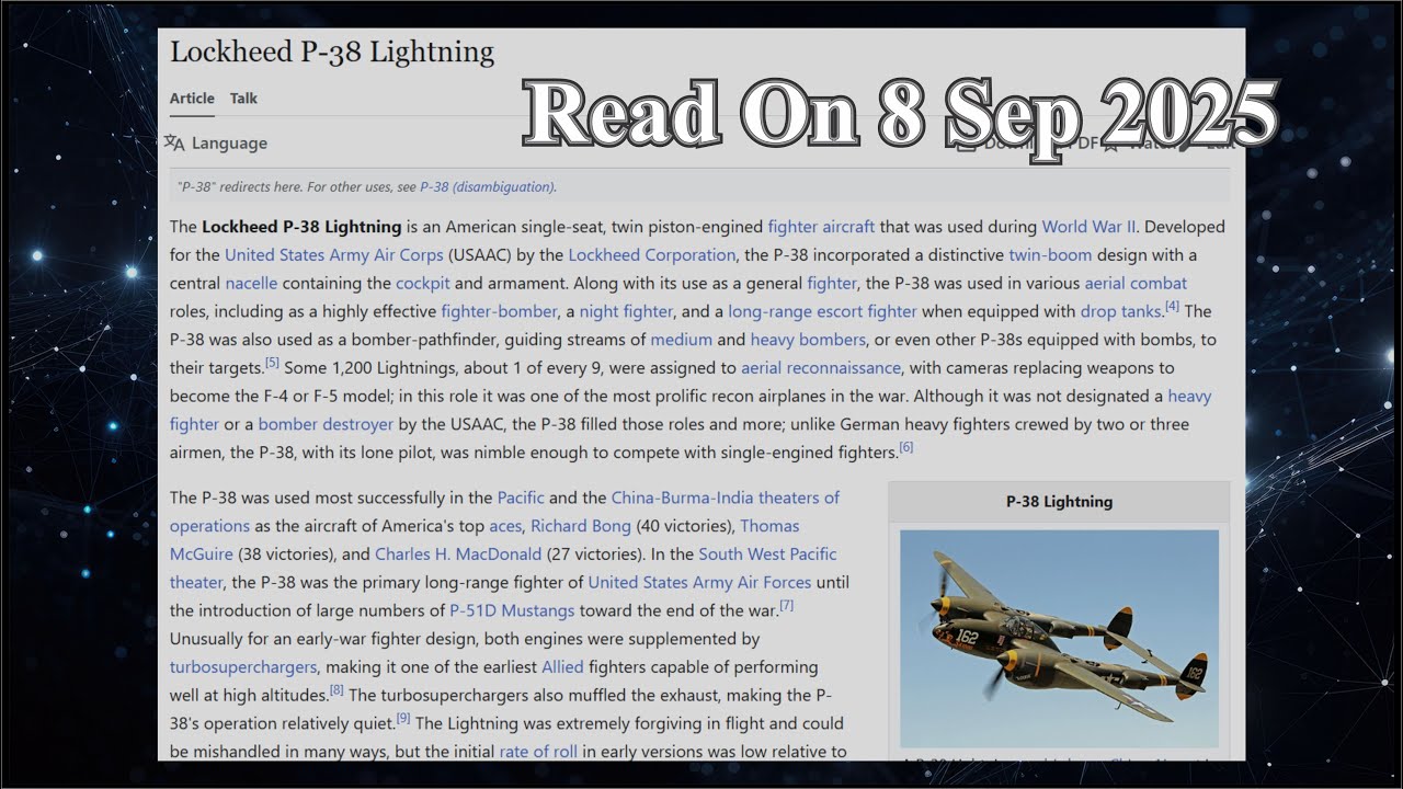 Lockheed P-38 Lightning (No AI) - 8 September 2025