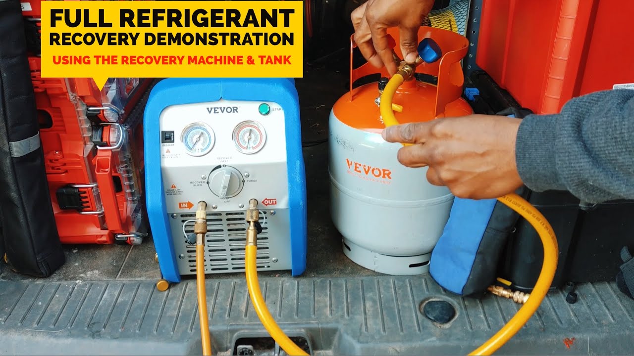 HVAC refrigerant reclaim demonstration with Vevor RR500 recovery machine and 30 pound reclaim tank!