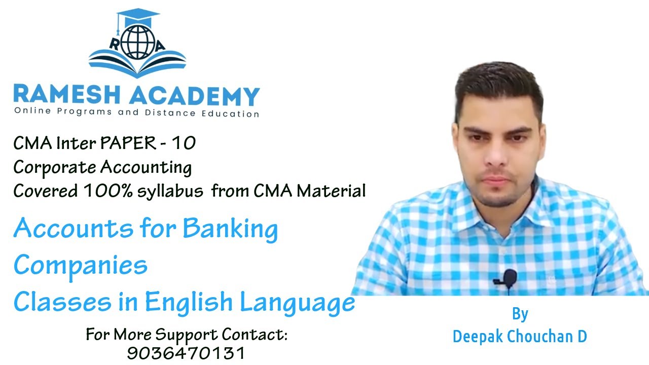 CMA Inter Group 2 | Corporate Accounting | Accounts for Banking Companies class | By Deepak Chouhan