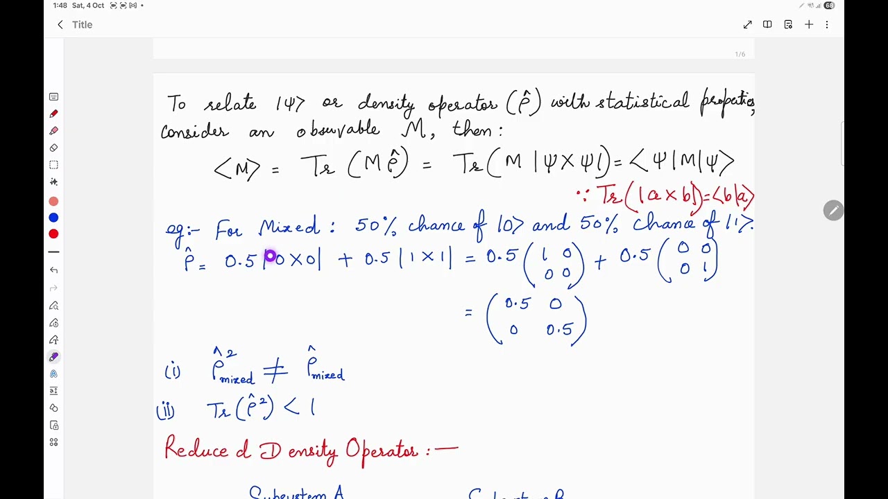 Reduced Density Operator and Partial Trace in Quantum System Representation