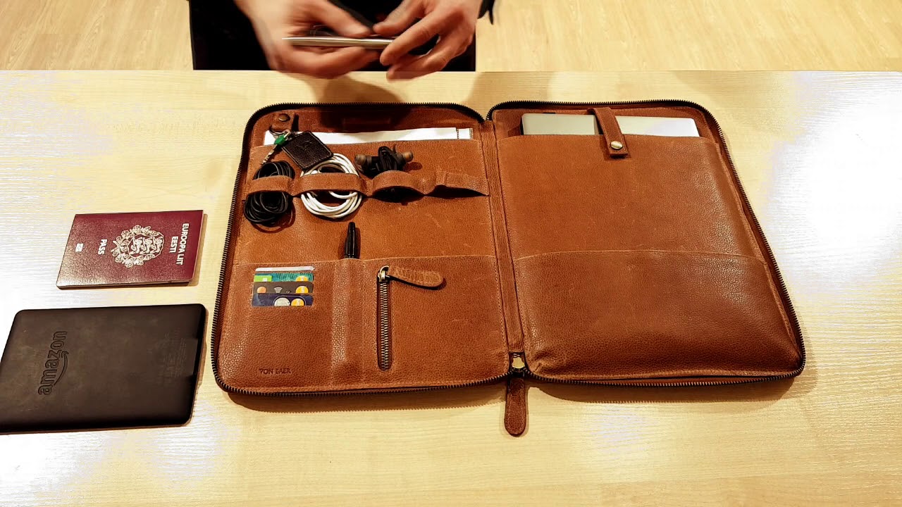 Von Baer Well Organized Genuine Leather Laptop and MacBook Case, Sleeve 13