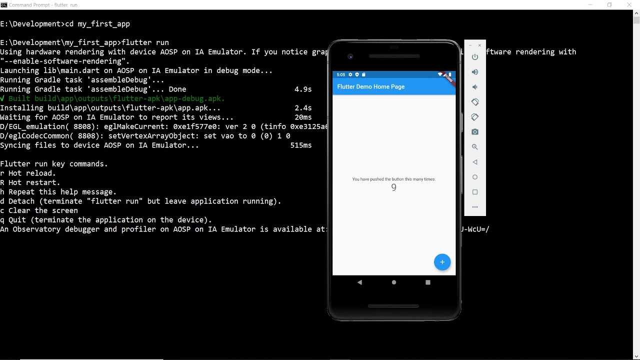 Installation of Flutter and Create first App