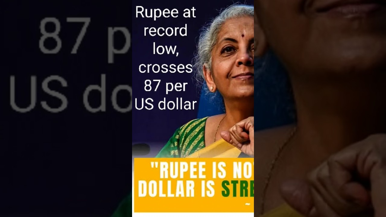 Rupee at record low, crosses 87 per US dollar&nbsp;#rupees #dollar #finance  #rupeefalling #rupeefall