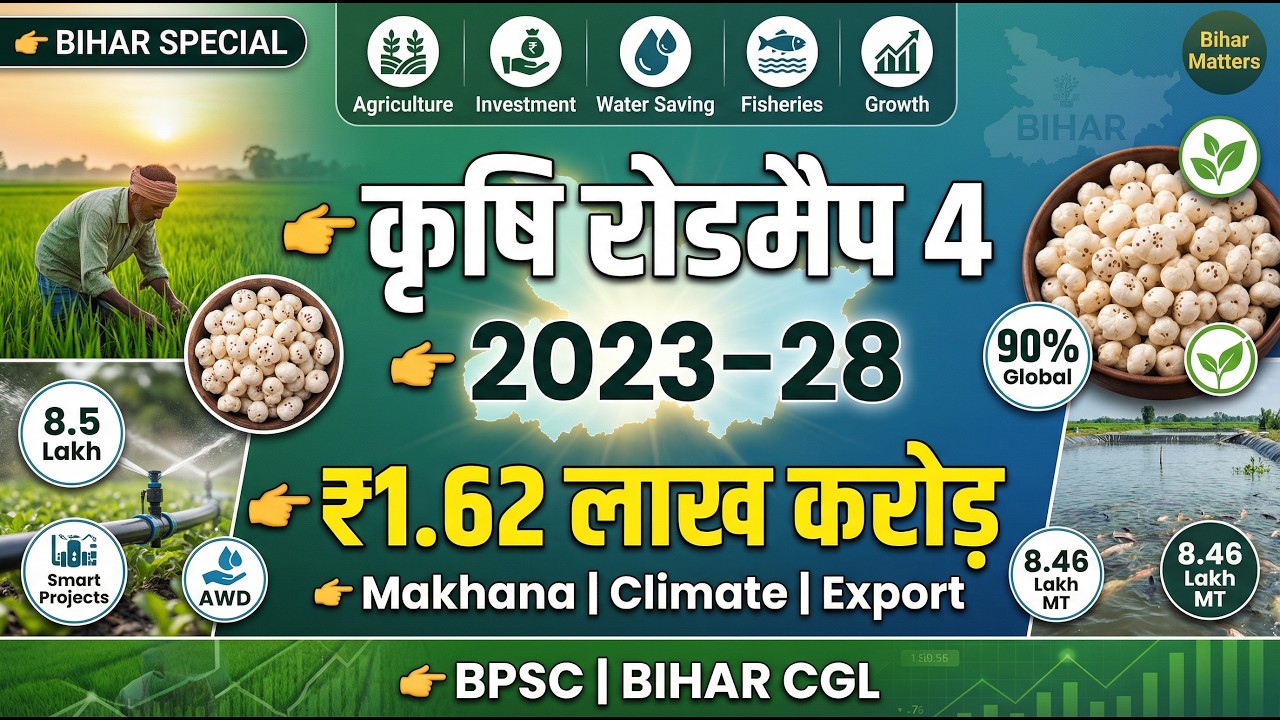Bihar Agriculture Roadmap 4 (2023&ndash;2028) | Investment, Makhana & Climate for BPSC BSSC TRE & SI