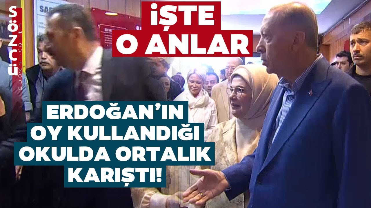 Erdoğan'ın Oy Kullandığı Okulda Ortalık Karıştı! Yanındakileri Gönderdi Çok Sinirlendi