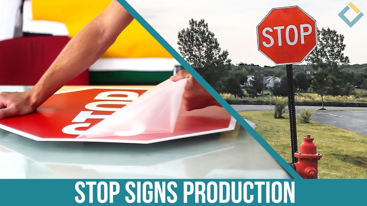 Sign production: Aluminum Street Stop sign making process