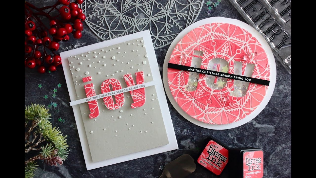 ONE stencil, TWO holiday cards