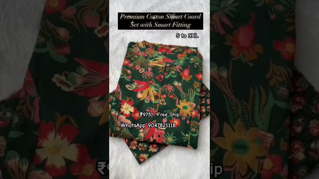 Premium Cotton Floral Print Designer Coord Sets #cotton #coordset #coordsetforwomen #coordsets