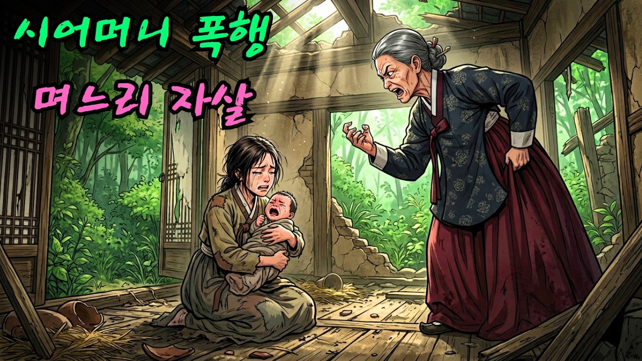 시어머니가 울고 있는 손주 앞에서 며느리를 폭행하자, 절망에 빠진 젊은 어머니는 스스로 목숨을 끊었다.|민담 |전설 |설화 |옛날이야기 |오디오북