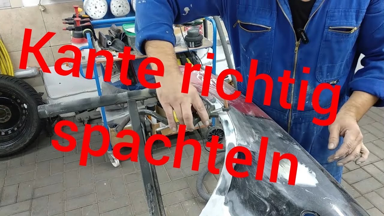 Spachteln am Auto Teil 3. Spachtel in Form schleifen. an der Kante schleifen
