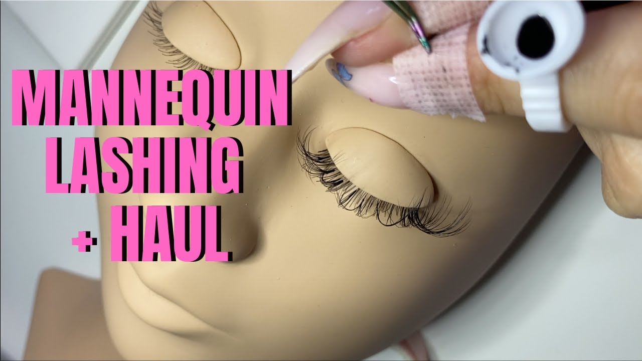 LASH EXTENSION ON A MANNEQUIN + EYELASH HAUL | CURLS AND GLUE