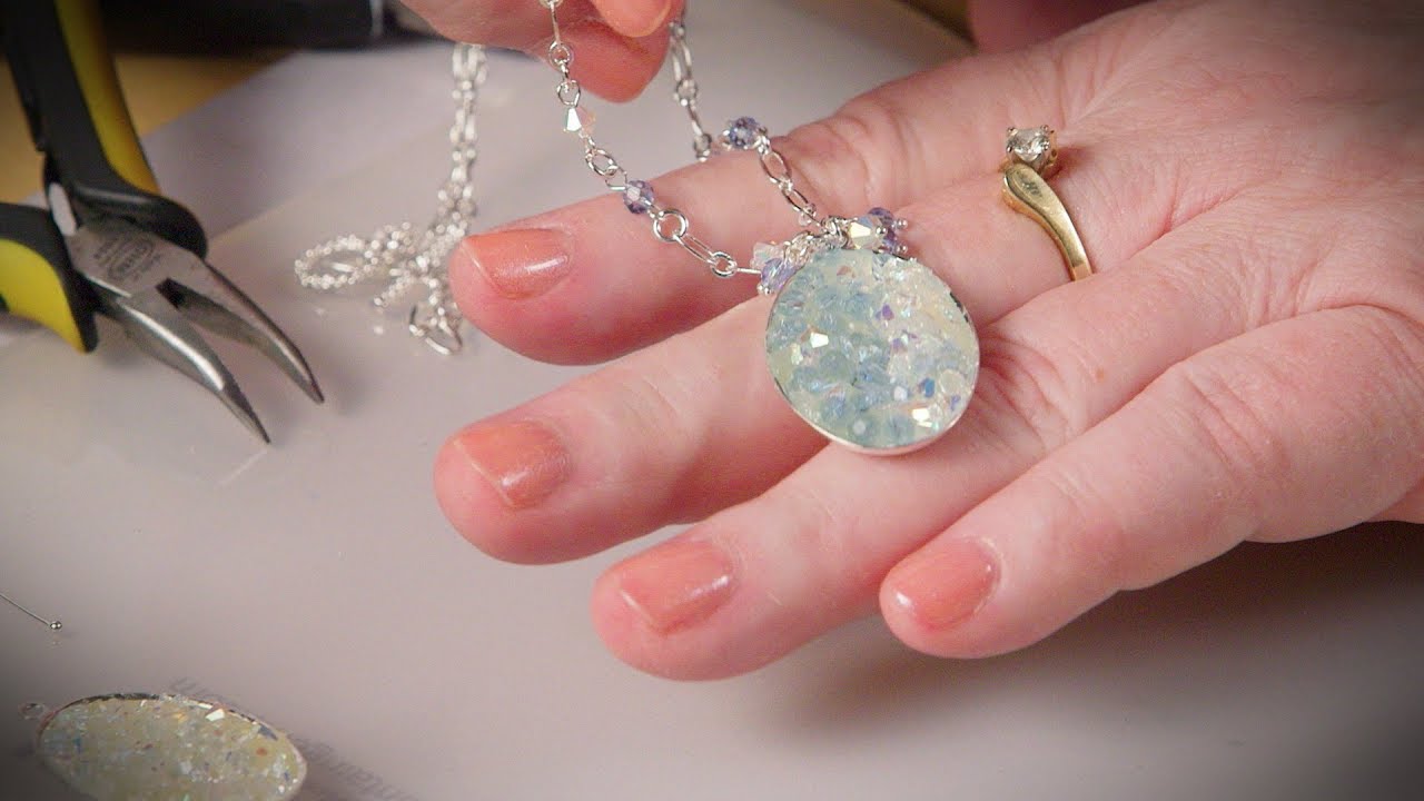 Hot Glue and Glass Bead Faux Druzy Pendant