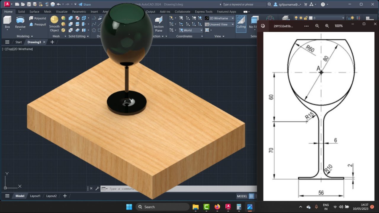 Autocad 2024 | Tutorial Membuat Gelas 3D