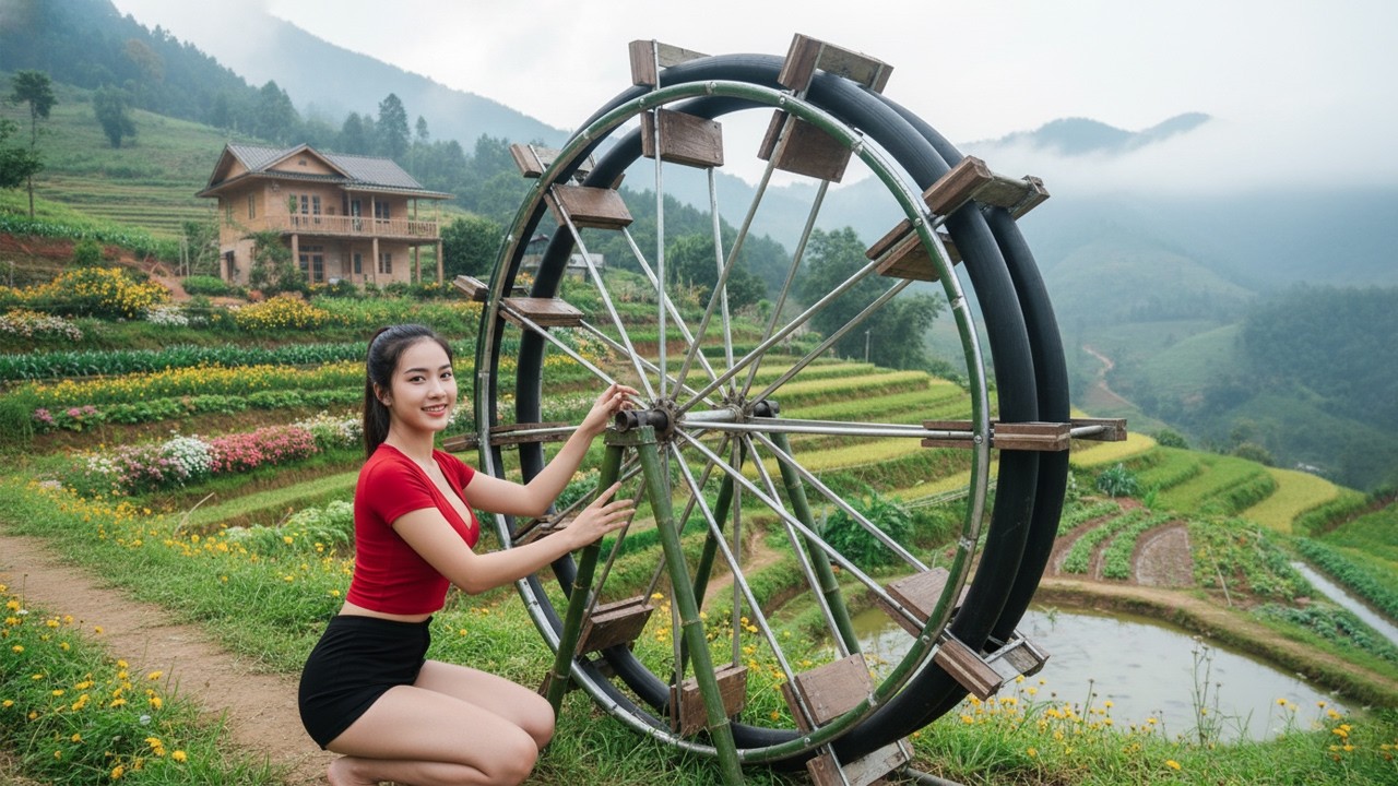 72 Hours – Alone Building a Dream House in the Forest | Giant Water Wheel From Start to Finish