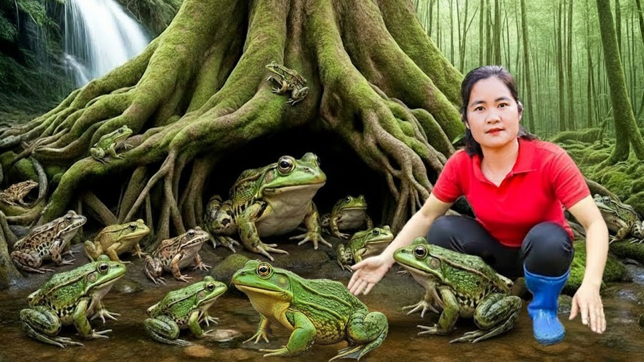 Harvesting 1000kg of Wild Frogs a Forest Stream & Goes Market to Sell – Deep Forest Survival