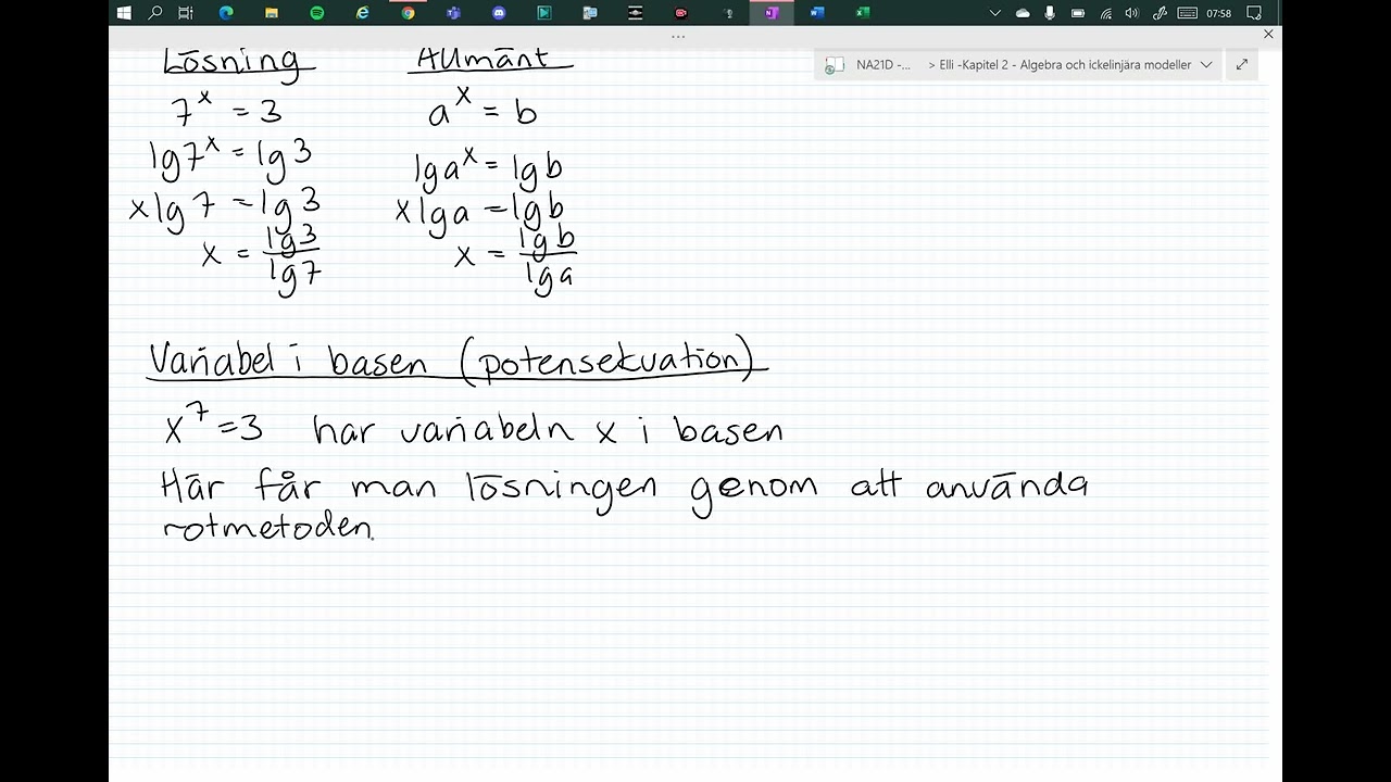 Matematik 2c - Kapitel 2 - 2.4 Exponential- och potensekvationer (Likheter och skillnader)