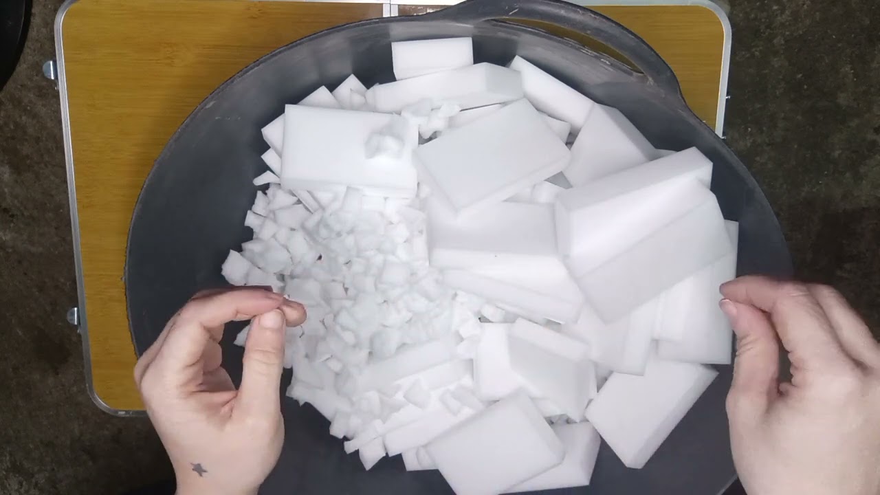 ASMR Breaking White Sponges Part3  🧽✨ Satisfying Sounds | Filling the Bucket