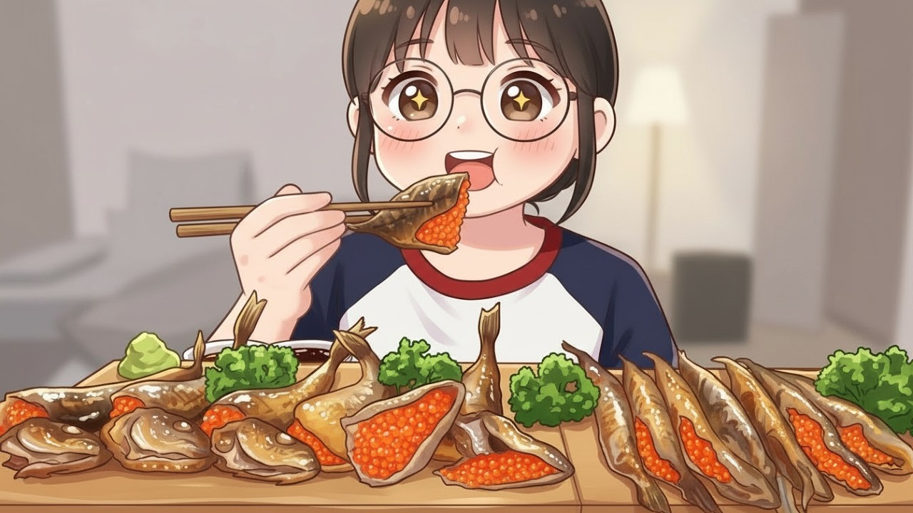 So Much Fish Roe! Grilled Sandfish & Swordtail Fish | ASMR Mukbang