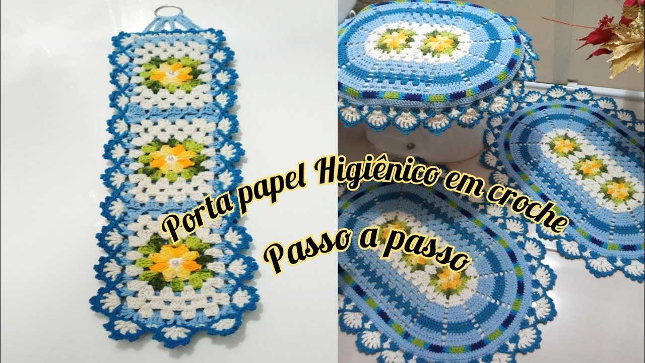 porta papel Higiênico em croche prático fácil