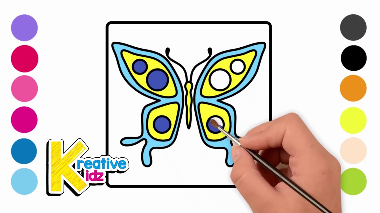 How to Draw and Color a Yellow Butterfly | Butterflies Coloring Book and Page Art for Kids | 💛🙂🦋