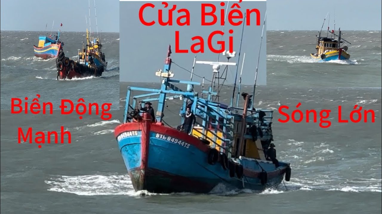 13/3/26-Sáng Nay Biển LaGi Động Mạnh Đoàn Ghe Ngư Dân Vô Cửa Biển Lagi Gặp Sóng Lớn Quá Nguy Hiểm 
