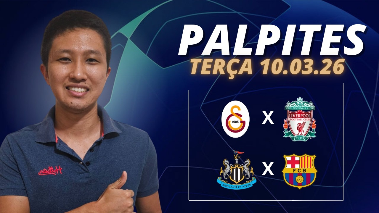 PALPITES DE FUTEBOL PARA HOJE DIA 10/03/2026 - Palpites Liga dos Campeões Oitavas!!
