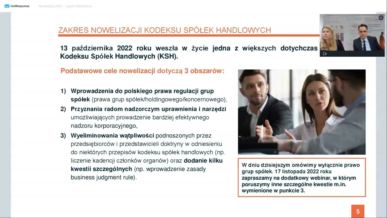 Webinar: Nowelizacja KSH – prawo holdingowe
