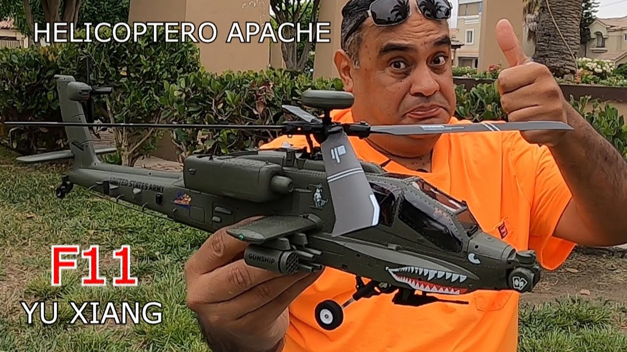 HELICOPTERO  AH-64 APACHE A CONTROL REMOTO DE LA MARCA YU XIANG F11 MUY INTERESANTE