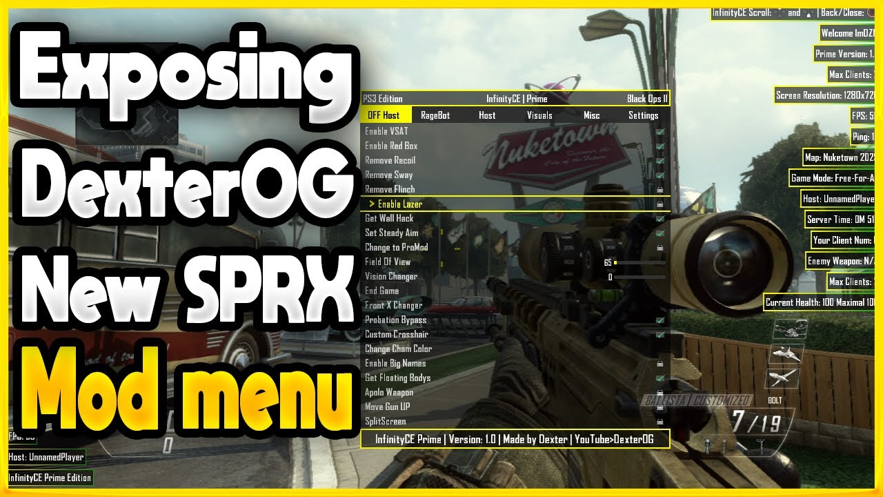 [BO2/1.19] SPRX Mod Menu InfinityCE Prime Edition (EXPOSING DexterOG'S Trash Menu!