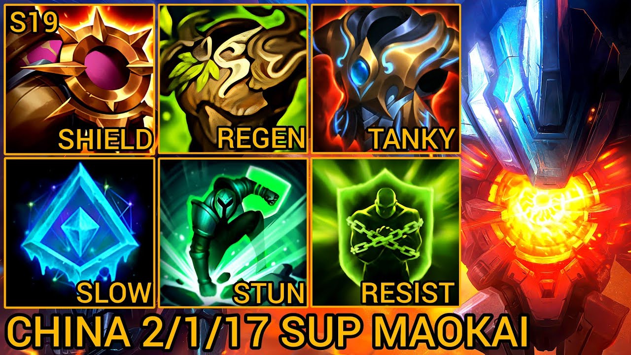 Challenger Maokai Support 2/1/17 - China Wild Rift New Build & Runes By Tiarty