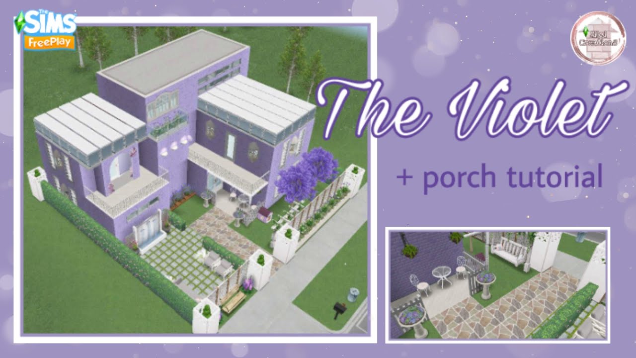 Purple Themed House - The Violet Home Tour, Floorplan, and Porch Tutorial | The Sims Freeplay