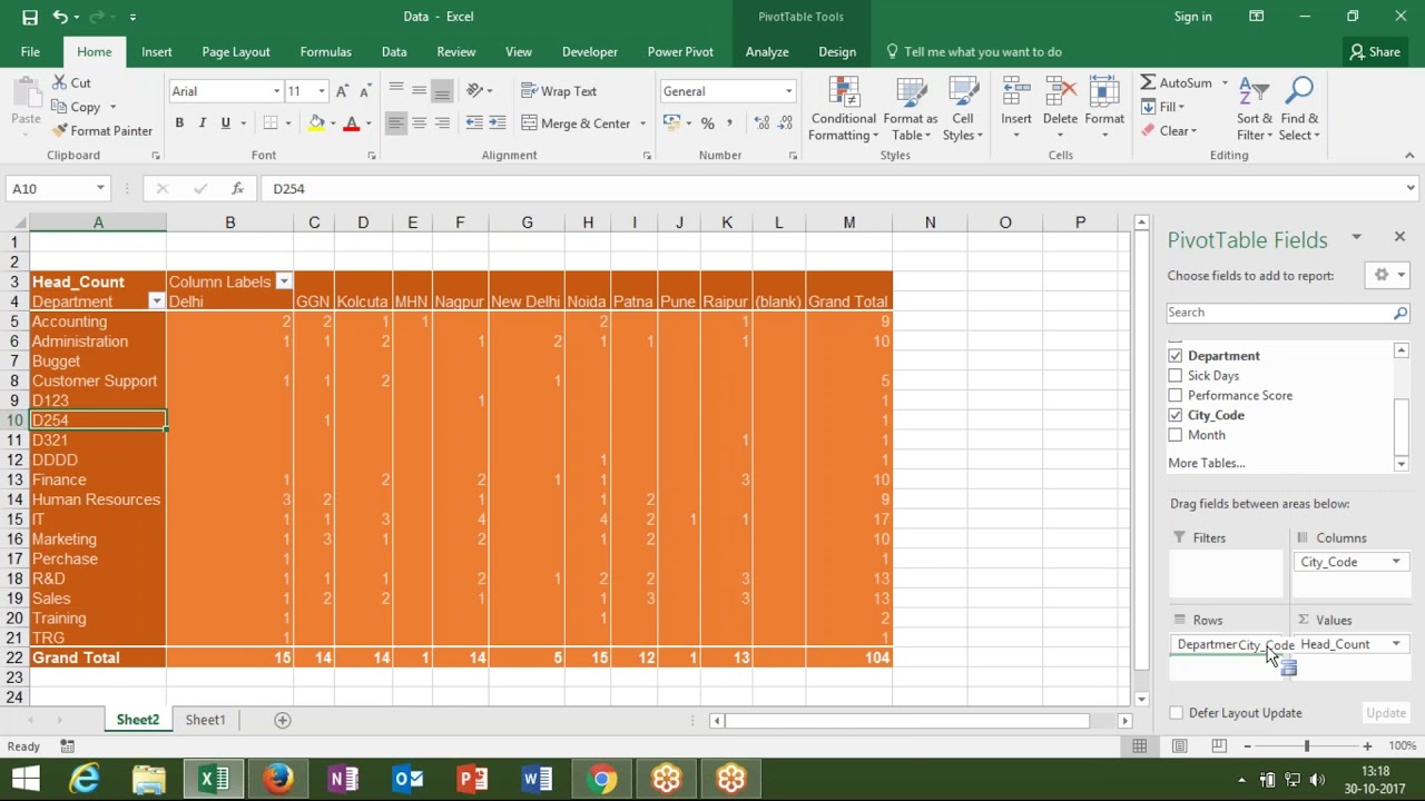 Complete Pivot Table in MS Excel 2016 in Hindi with Sujeet Kumar