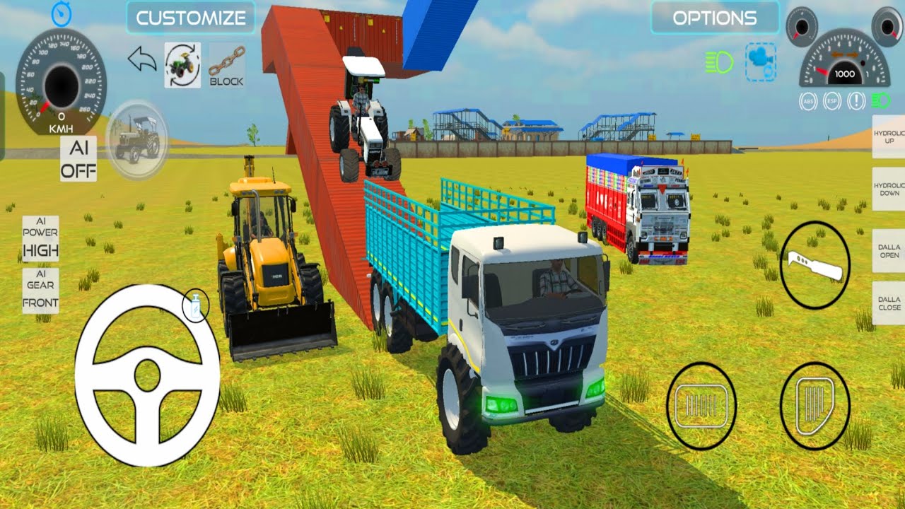 🛑 Drive JCB and white tractor 🤡 Unloading Stone from truck dumpher 🚒 