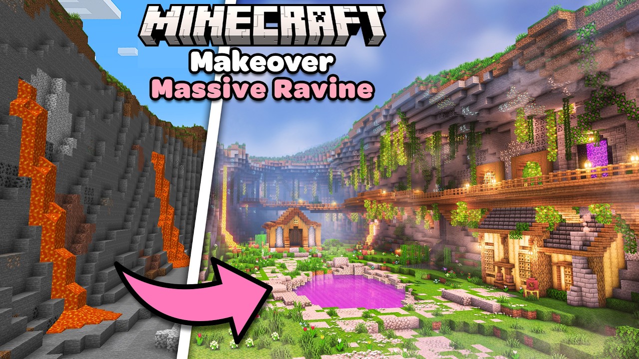 I Transformed a Massive Ravine in Minecraft Makeover