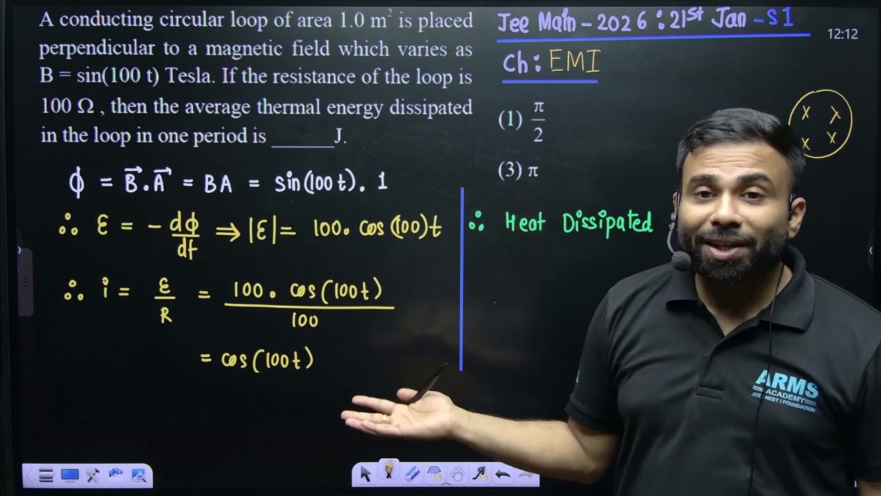 A conducting circular loop of area 1.0 m2 is placed perpendicular to a magnetic field which varies