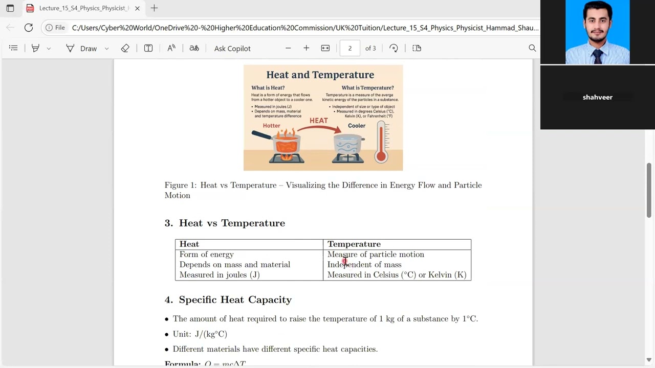 S4 Physics– Lecture 15 Heat and Temperature || Physicist Hammad Shaukat