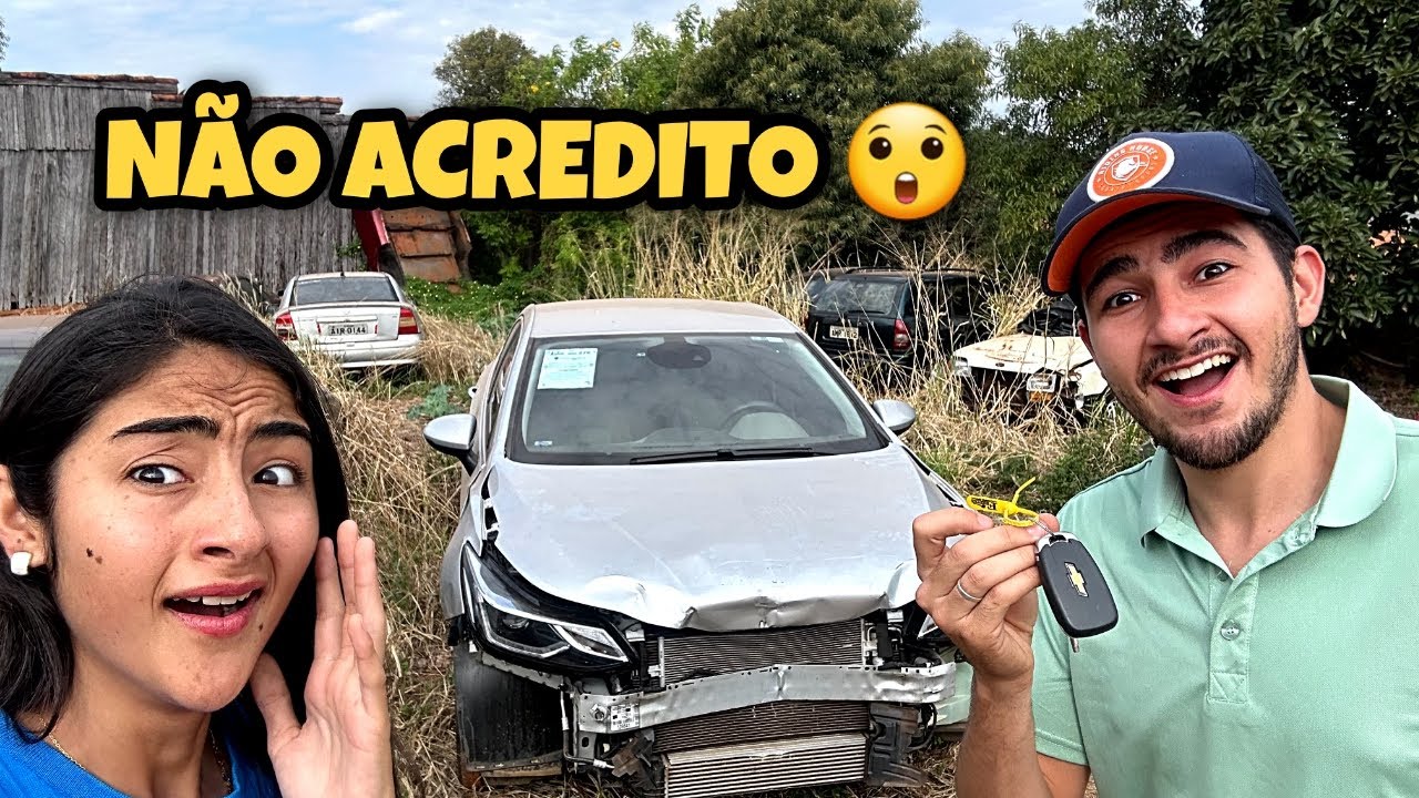 MEU IRM&Atilde;O COMPROU ESSE CARRO BATIDO DE LEIL&Atilde;O! 😲