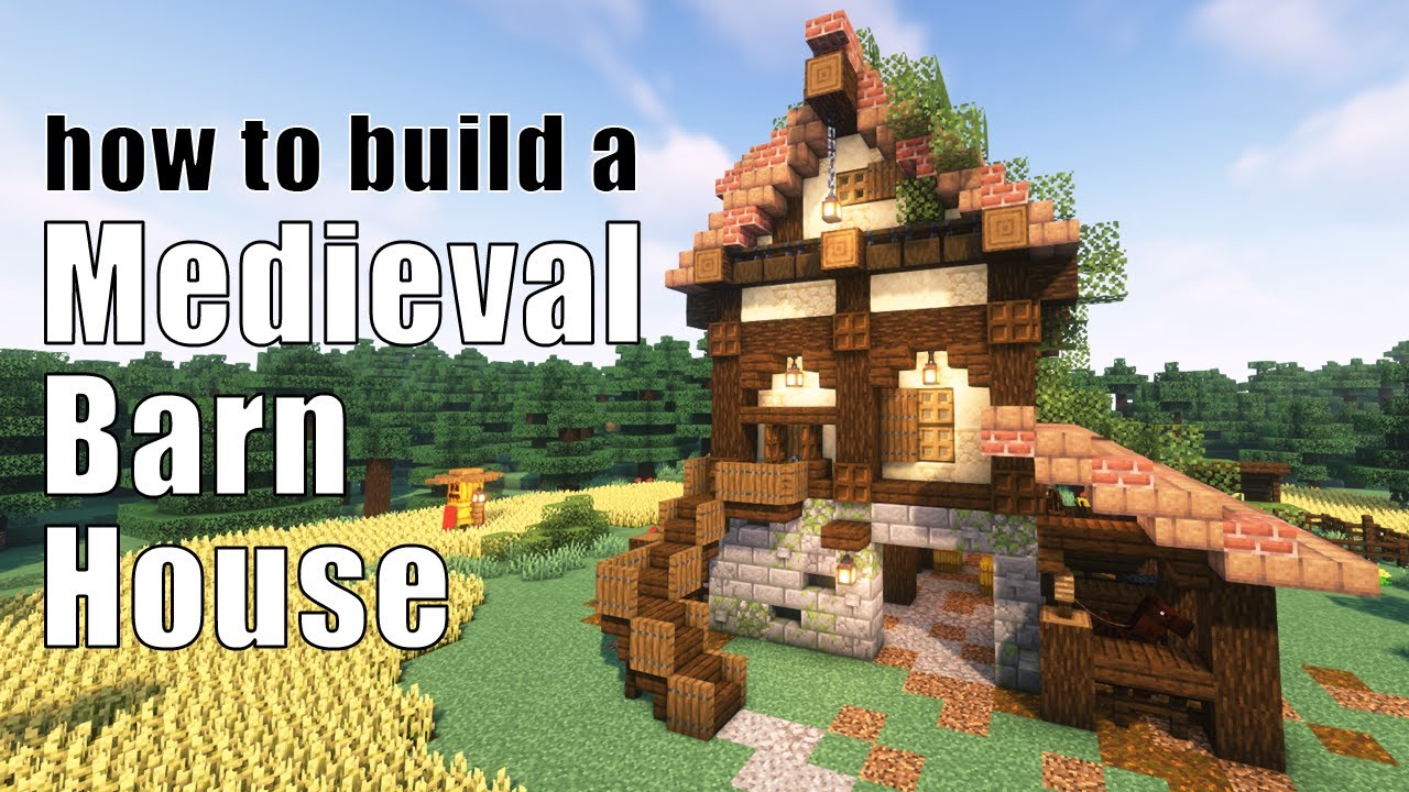 Minecraft Medieval Barn House Build Tutorial | Cottagecore Barn Cottage