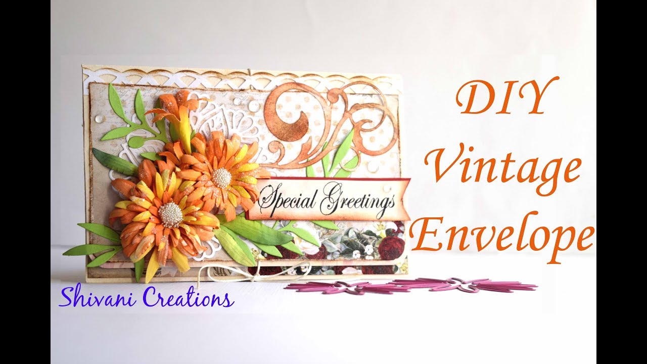 DIY Vintage Envelope/ Shabby Chic Envelope Tutorial/ Paper Daisy Flower