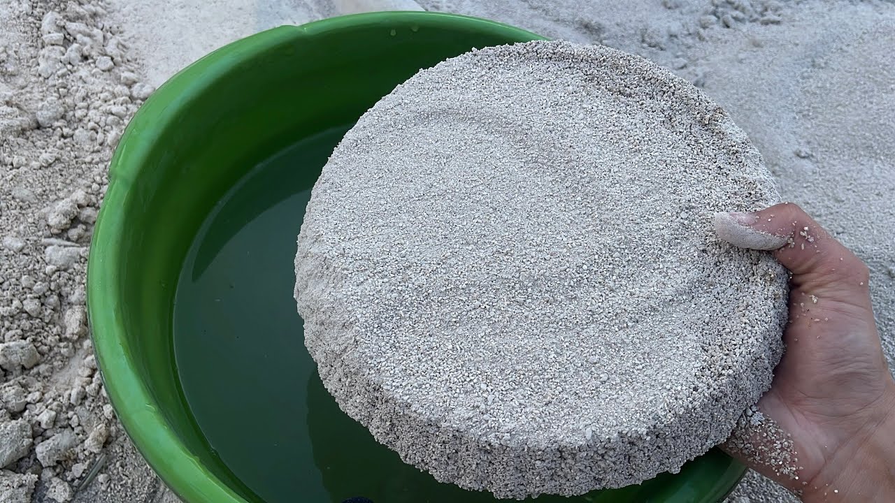 New || White Grainy Cement Plates Dry Floor and Water Tub crumbling with dipping asmr #asmrsounds