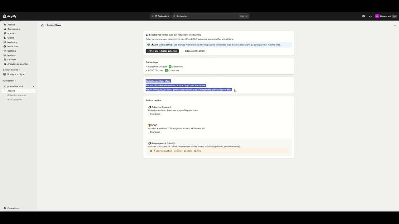 PromoFlow  App overview and discount setup / Présentation de l’application et création de réductions