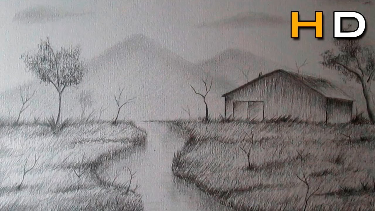 How to Draw a Landscape With Pencil Step by Step For Beginners - Timelapse