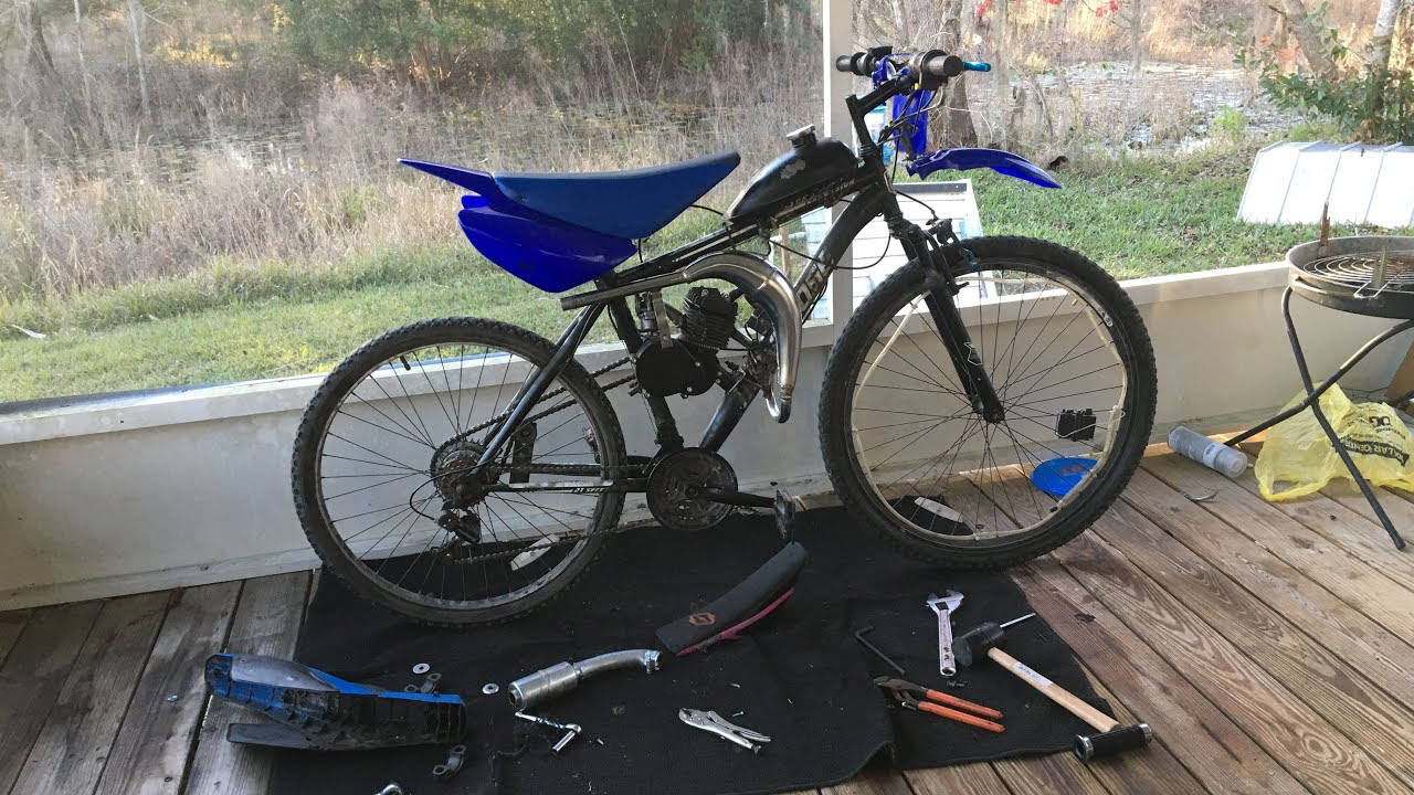 How to put dirt bike plastics on a motorized bike.