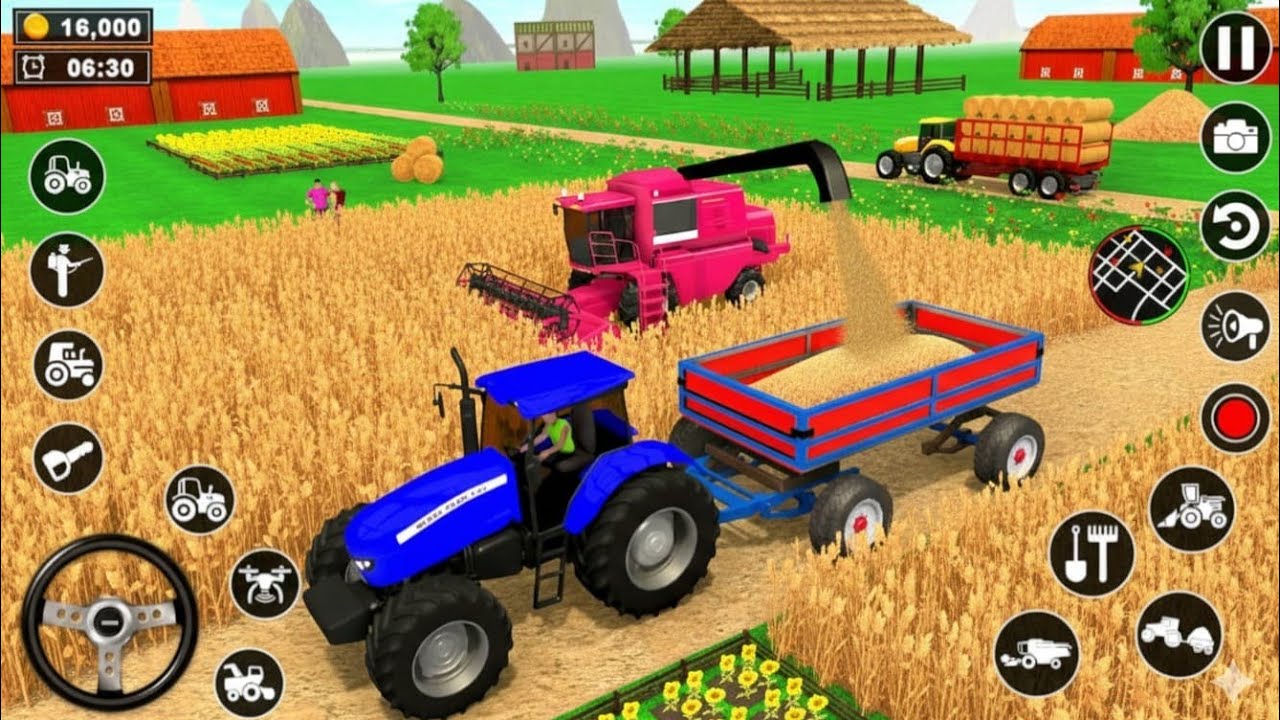 Real tractor farming simulator gameplay  | Realistic harvesting & farming game