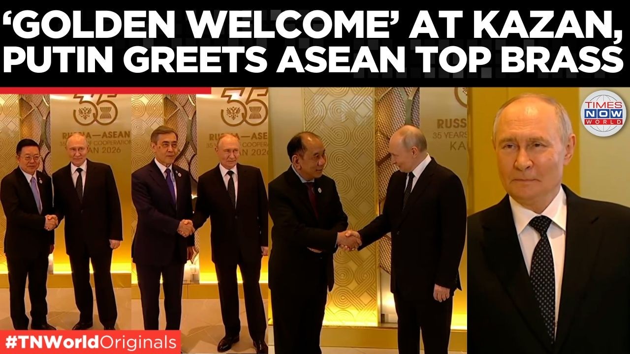 WATCH: Putin Welcomes ASEAN Leaders One By One, Golden Kazan Backdrop Steals Show!