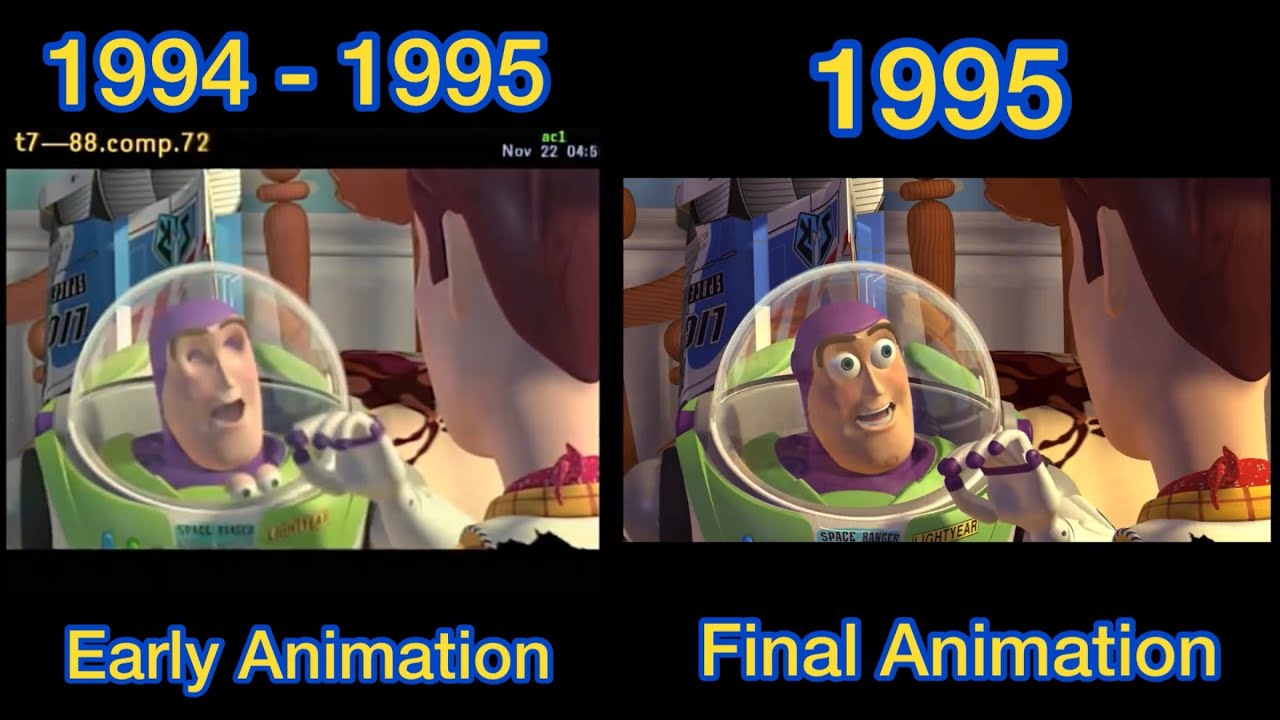 Toy Story (1995) Render Bugs or Animation Glitches! Early Animation and Final Animation Comparison