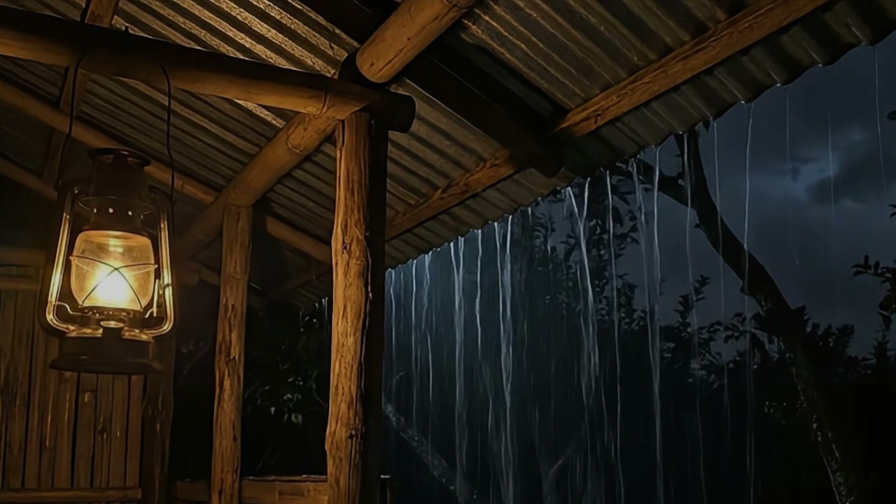 Dark Night Rain Under a Tin Roof | Pure Natural White Noise