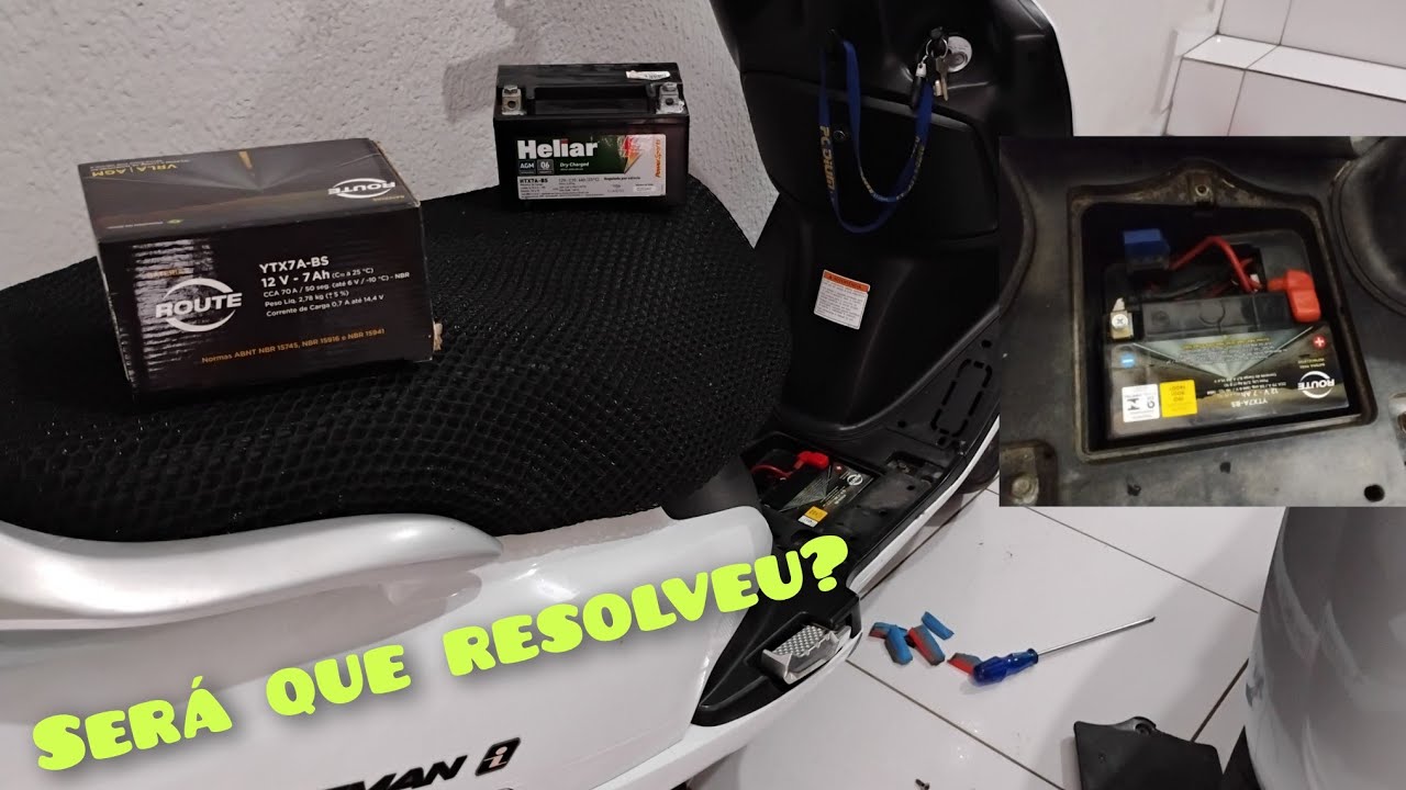 Bateria de 7 amperes na Suzuki Burgman, veja os detalhes.