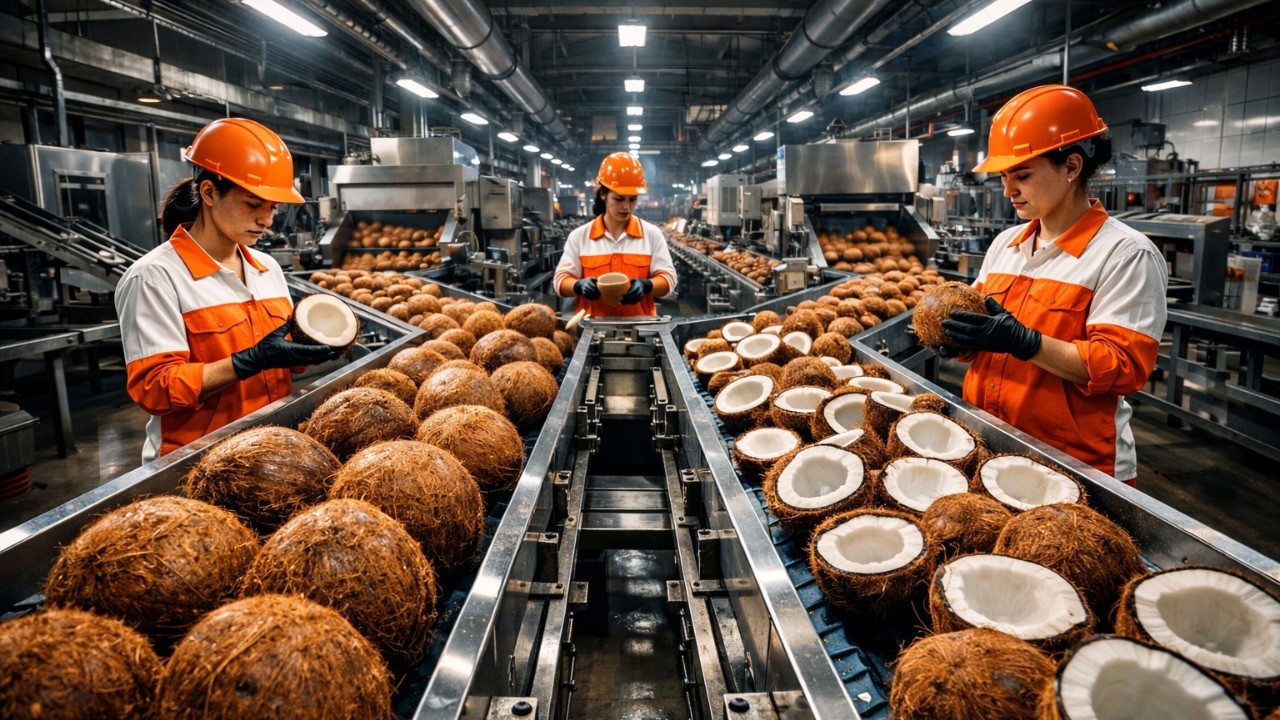 Inside the Mega Coconut Chips Factory 🔥 How Crispy Coconut Chips Are Made in Mass Production!