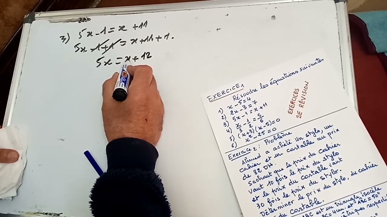 1AC/ Révision pour le prochain contrôle (equations +probleme +/symétrie centrale).
